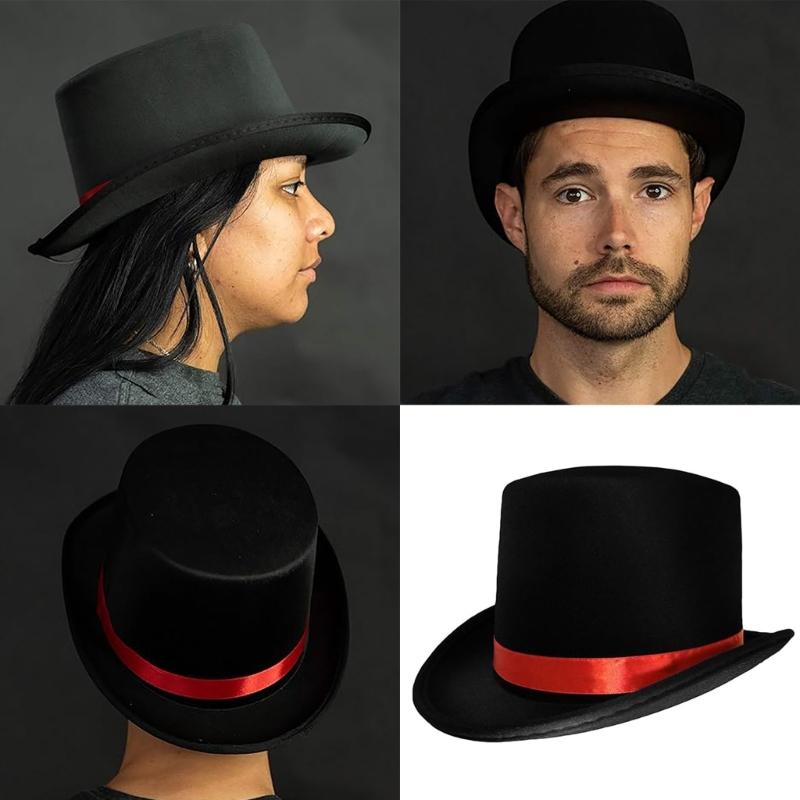 Elegant Magicians Hat with Ribbon for Stage/Casual Wear Magicians Costume
