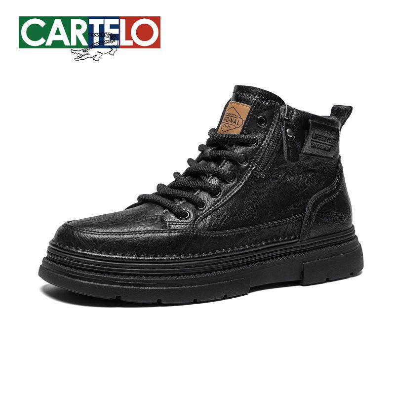 Herren 2025 Vintage-Stil High Top Herbst Lederstiefel mit Seitenreißverschluss & dicker Sohle