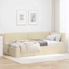 L Shaped Bed Frame with Headboard Cream 100 X 200 Cm Fabric