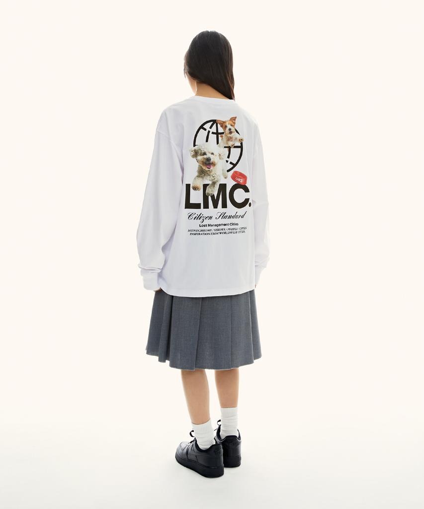 LMC Flying Puppy Long Slv Tee White