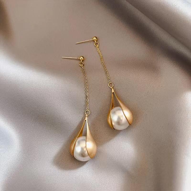 French Tassel Earrings for Women, Matte Metal Dangle Earrings Trendy Birthday Party Jewelry