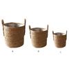 Woven Flower Pot Seagrass Plant Basket Garden Yard Greenhouse Flowerpot with Handle Potting Planting Hamper Household