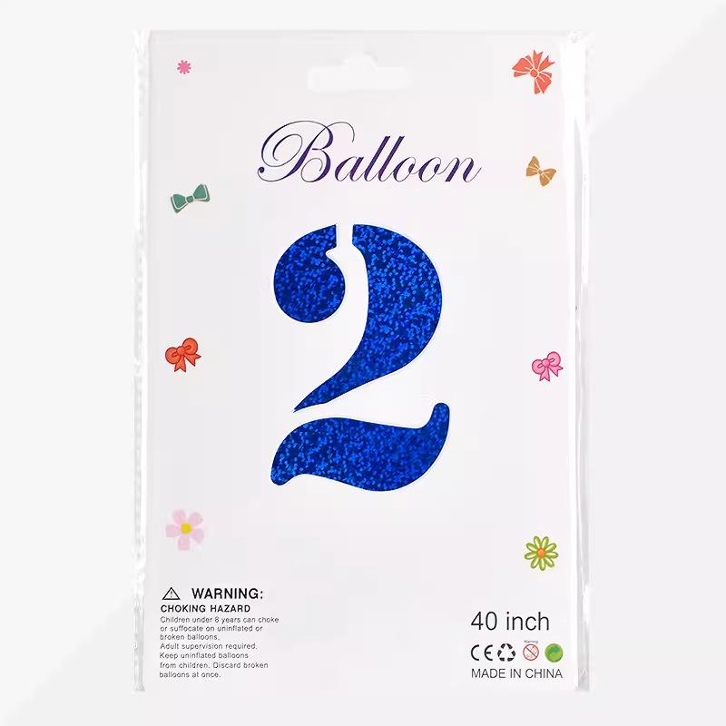 Large 40-Inch Navy Blue Laser Number Foil Balloon for Birthday Decoration