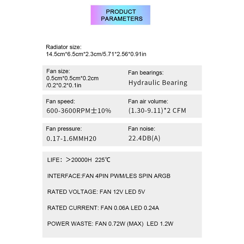RAM Memory Module 4Pin PWM/5V 3Pin ARGB 600 -3600RPM RAM Memory Cooling Fan with Dual 5020 Cooling Fans for DDR4 DDR5 RAM Cooler