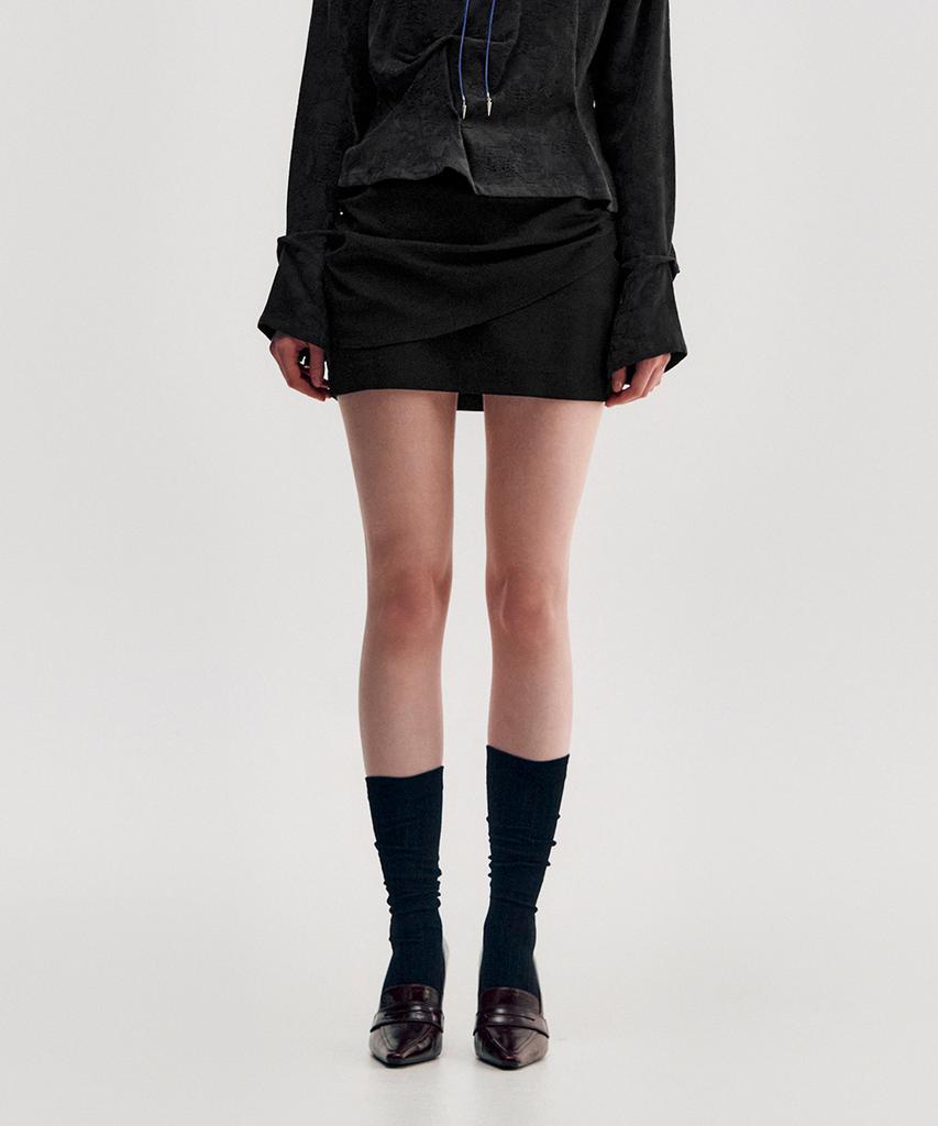 Kimjisu Drape Layered Mini Skirt _ Black