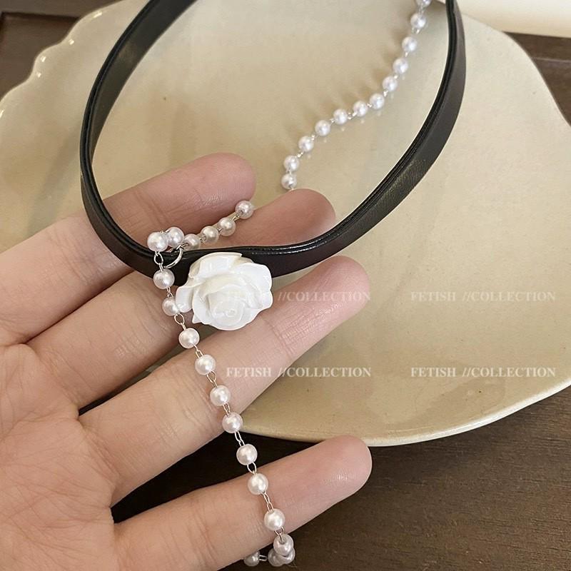 Camellia Pearl Flower Choker Necklace - Women's Light Luxury Clavicle Chain Accessory
