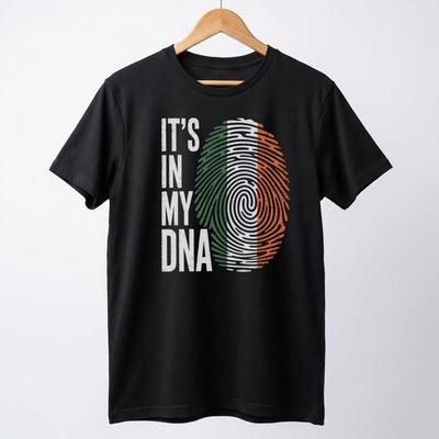 Ireland Flag Fingerprint T-Shirt - Retro Irish Heritage DNA Design Cotton Tee
