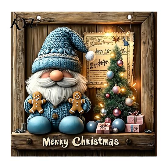 Natural Wood Holiday Accents Wooden Christmas Hanging Pendant, Snowman/Santa Claus/Gnome Ornament with Tree Ornaments Hemp Rope for Indoor Outdoor