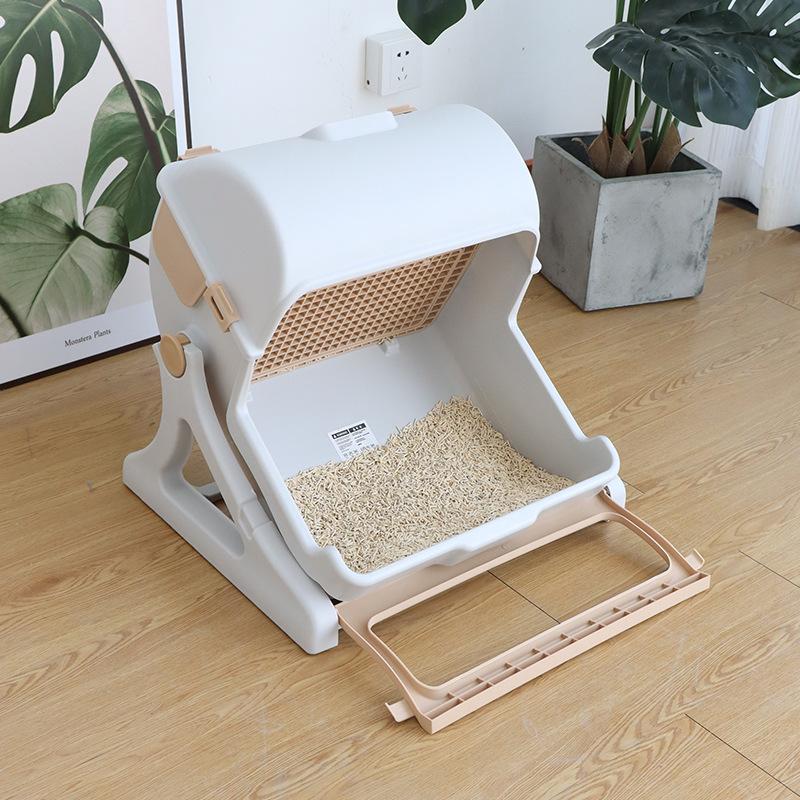 New Cat Semi-automatic Easy Cleaning Open Large  Litter Basin Splash-proof Cat Toilet Pet Cleaning Supplies Simplicity