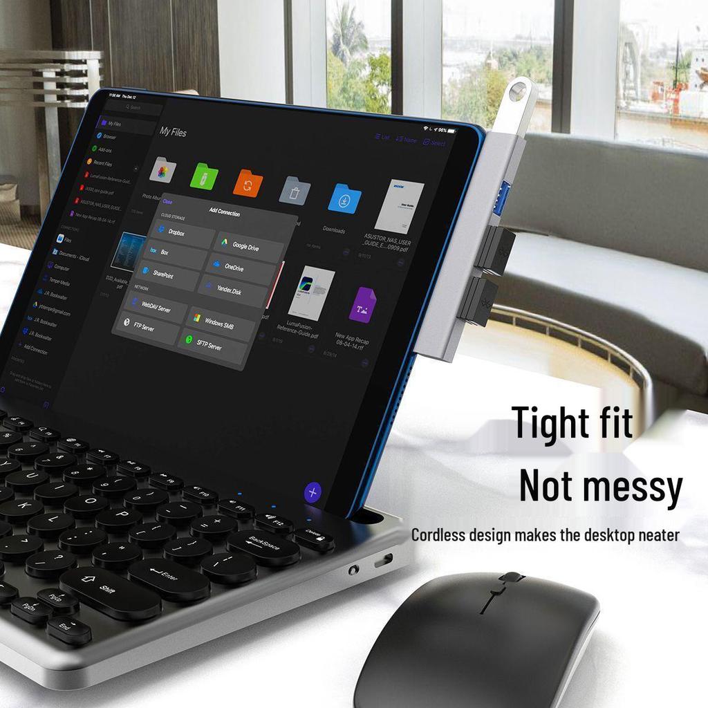 Cross-Border USB-C Aluminum 4-Port USB 3.0 Splitter Hub with Side Insert Design