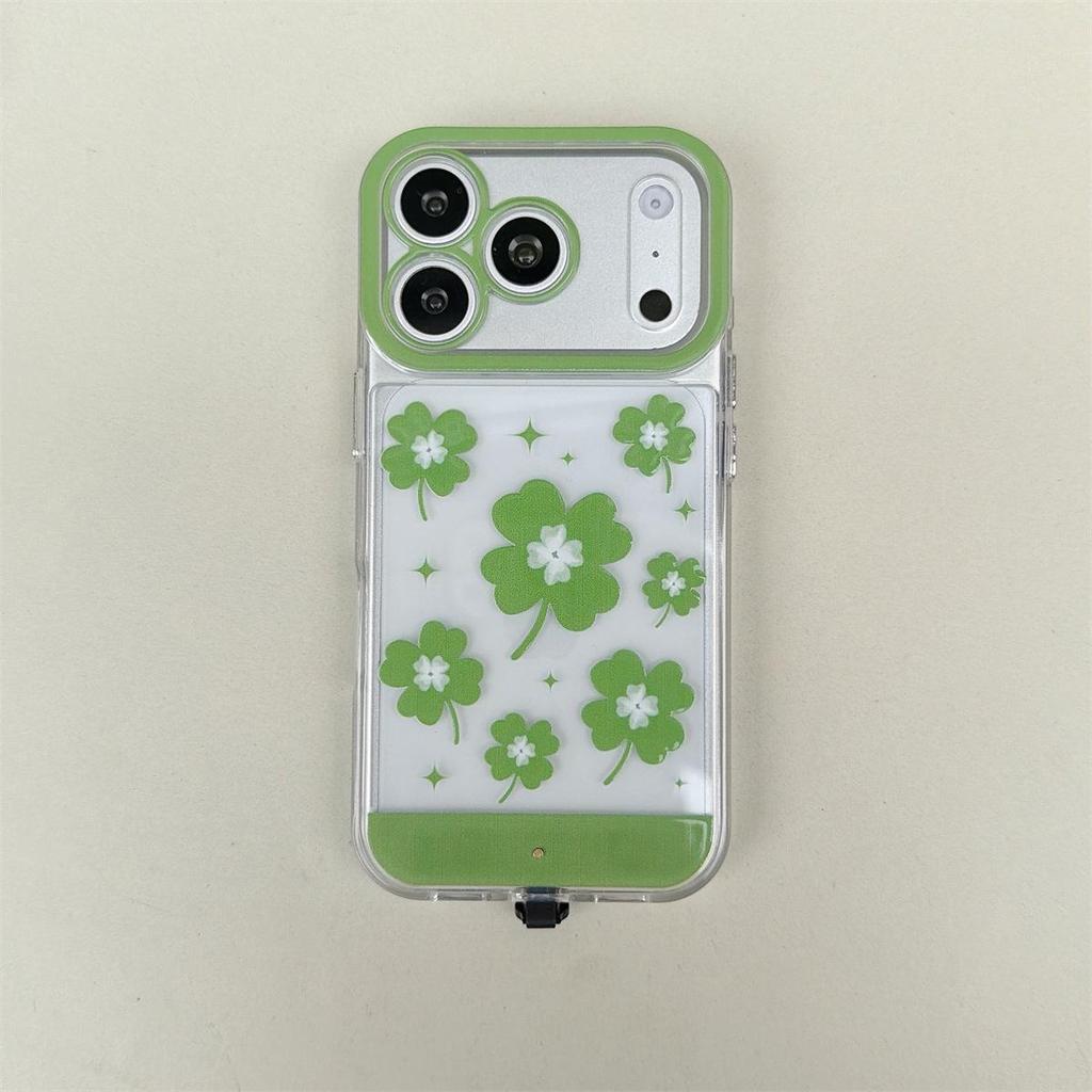 Strawberry Clover Flashing Phone Case for iPhone 14/13/12/11/15/16/17 PROMAX