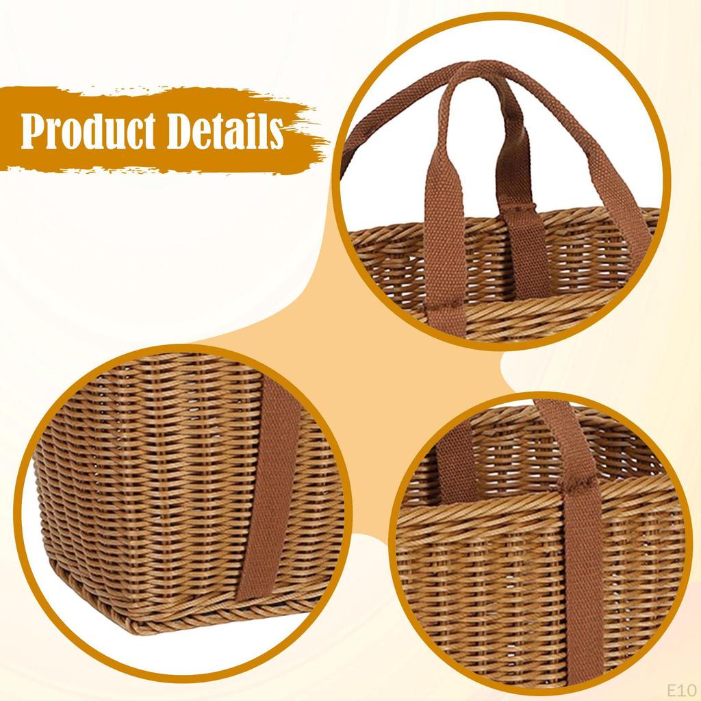 Empty And Versatile Woven Basket with Handle, Made of Imitation Rattan, Ideal for Fruit, Eggs,