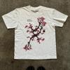 Street Fashion Kirschblütenbaum Muster Vintage T-Shirt Kurzärmelig Rundhals Lässiges Oberteil für Männer und Frauen Sommer Kurzarm Top