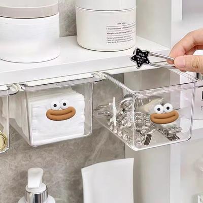 Selbstklebende Schubladen-Aufbewahrungsbox Küchen-Badezimmer-Zubehör Krimskrams-Organizer Desktop-Aufbewahrung Klarer Schreibtisch Versteckt unter Organisieren