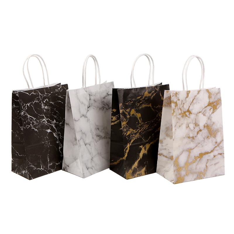 12/30pcs Marble Paper Tote Bags Recyclable Gift Bags for Boutique Retail Packaging Wedding Birthday Party Favors