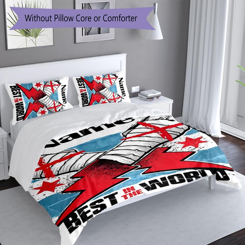 3pcs Custom Name CM Punk Set,Includes 1 Duvet Cover and 2 Pillowcases,All-season Bedroom Decor