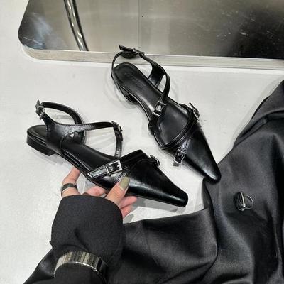 Chaussures Gothiques Mode Sandales pour Femmes 2024 Été Plates Mules Sandale Gladiateur Élégantes Talon Bas Boucle Pantoufles Luxe Décontracté Confortable