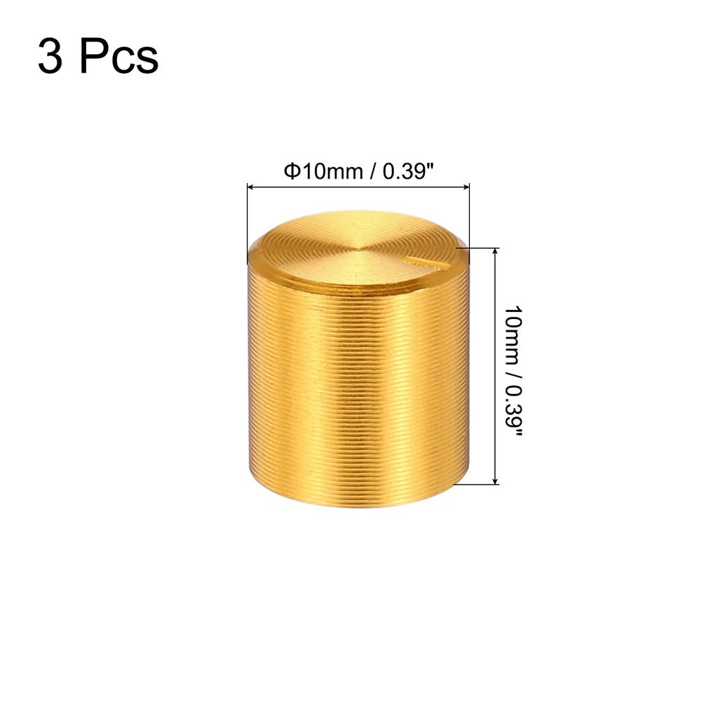 uxcell Potentiometer Knobs with Gold 6mm Shaft Rotary 10mm x Guitar Volume Control Knob 3-Pack Nur-Shaft, Finish, Aluminum, Diameter, Knob, 10mm,
