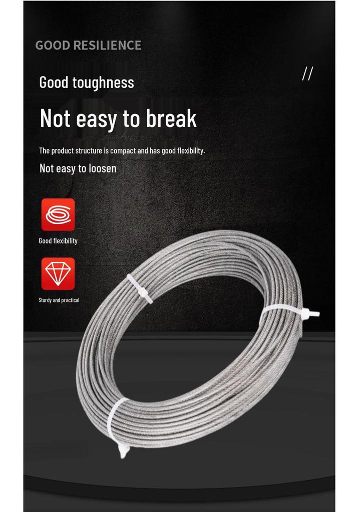 Stainless Steel Outdoor Wire Rope Kit with Carabiner Hook & Tensioner for String Lights and Clothesline.