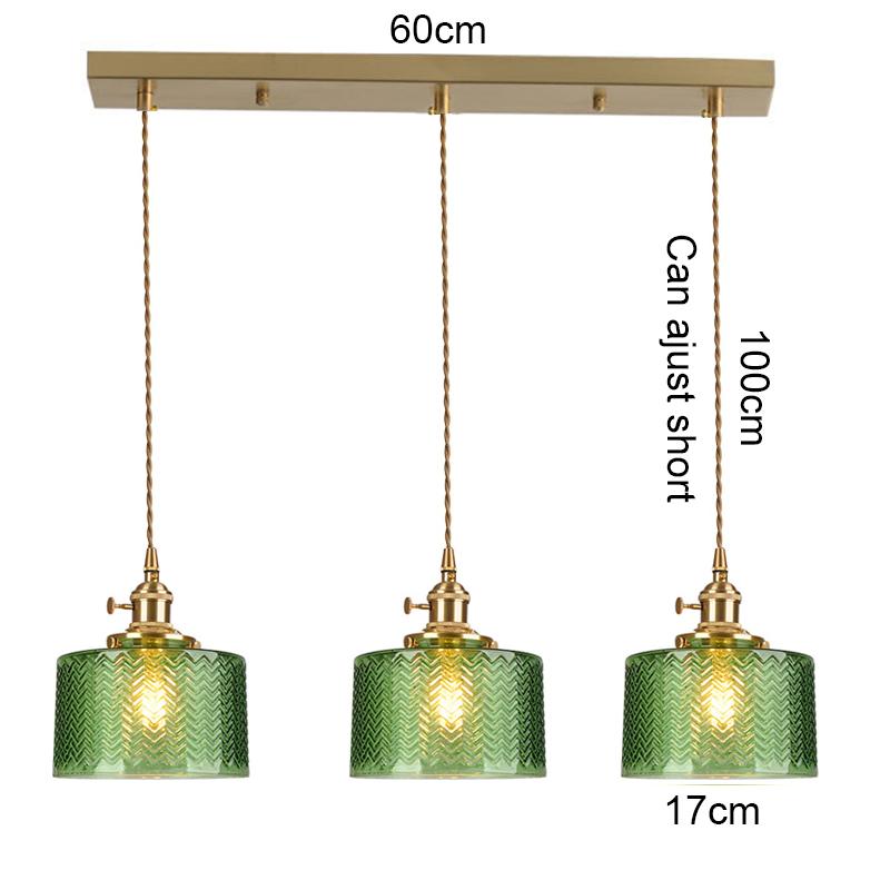 Suspension Green Stripe Glass Chandelier E27 Restaurant Pendant Light For Dining Room Kitchen Cafe Bedside Hanging Lamp Fixtures
