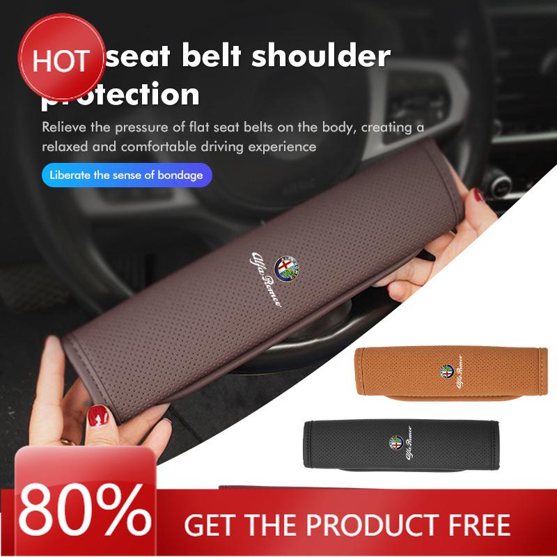 Hub Caps Leather Car Safety Belt Shoulder Cover Protection Padding Pad For Alfa Romeo 159 Giulietta Giulia 147 Mito 156 159 166 CVP1