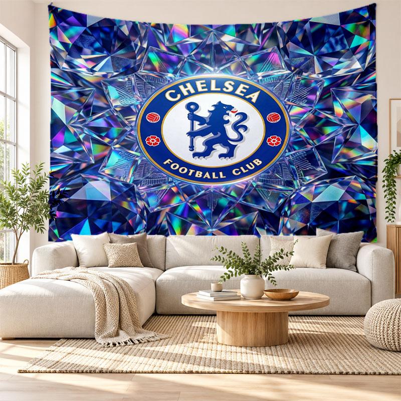 Chelsea FC Wandteppich, Weiches Stoff-Wandbehang, Dekorative Kulisse für Schlafzimmer Heimwandkunst