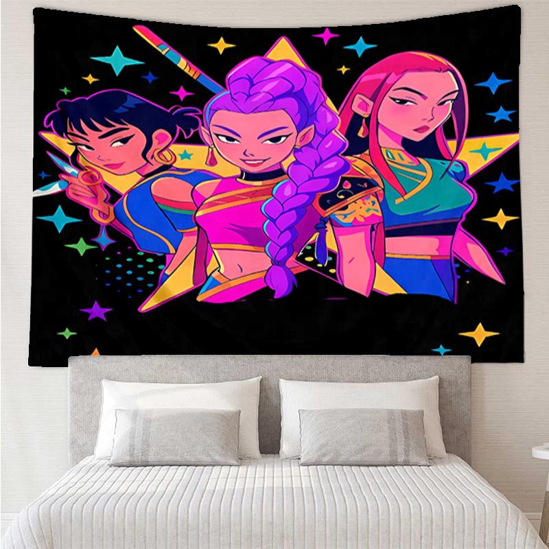 Kpop Hunter12 Tapestry for Bedroom Aesthetic Classroom Tapestries Wall Hanging for Living Room Dorm Office,Ideal Creative Gift