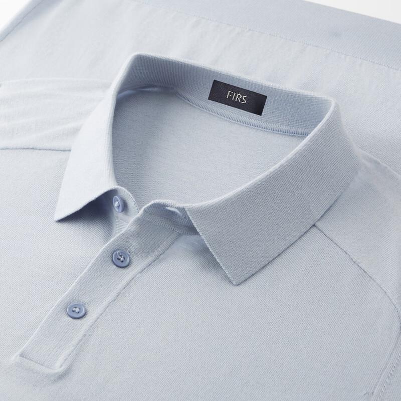 FIRS Men's Silk Wool Blend Long Sleeve Polo Shirt