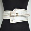 Punk Style Rivet Wide Waistbands Adjustable Irregular Leather Belt Y2K Cool Girls Belt  Ornament