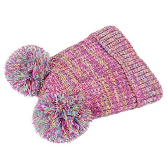 3Pcs/Set Kids Hat Scarf Gloves Set Solid Color Jacquard Plush Ball Decor Knitting Hat Long Scarf Winter Gloves Set