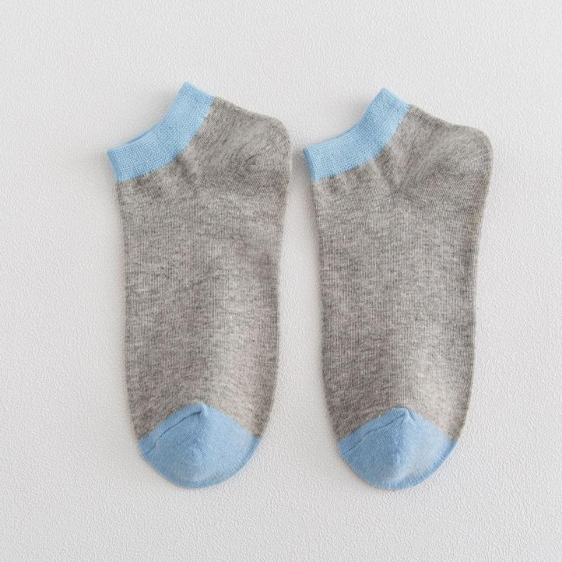 Men Spring and Summer New Products Simple Tie Color Cotton Breathable Boat Socks