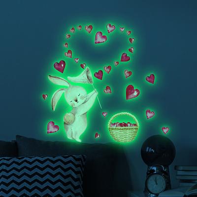 Cartoon Rabbit Love Glow-In-The-Dark Stickers On Children'S Room Wall Stickers Decorative Wall Stickers