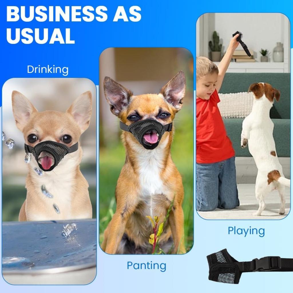 3pack Dog Muzzle Suits for Small Dogs, Drinkable Breathable Mouth Guard, Adjustable Strap Soft Dog Muzzle to Prevent Biting Chewing, Air Mesh Muzzles
