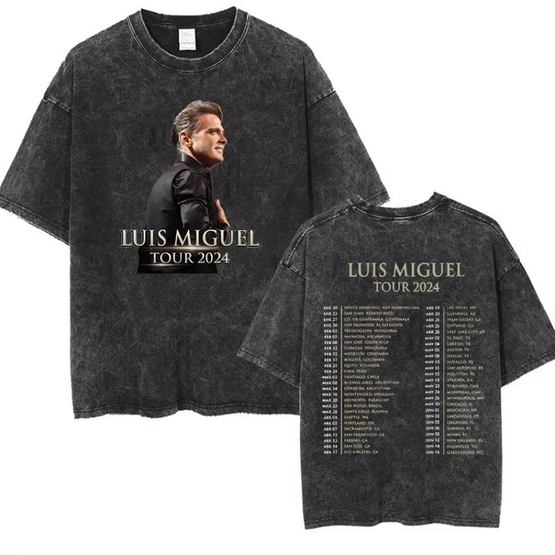 s Luis Miguel  Tour Vintage Washed T Shirt Womens Hip Hop Gothic Short Sleeve Tshirts Casual Oversized Tshirt M