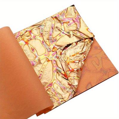 25 Sheets Variegated Golden Leaf Sheets – Multiple Types of Patterned Metal Leaf Papers for Gilding Projects, Imitation Golden Foil Sheets