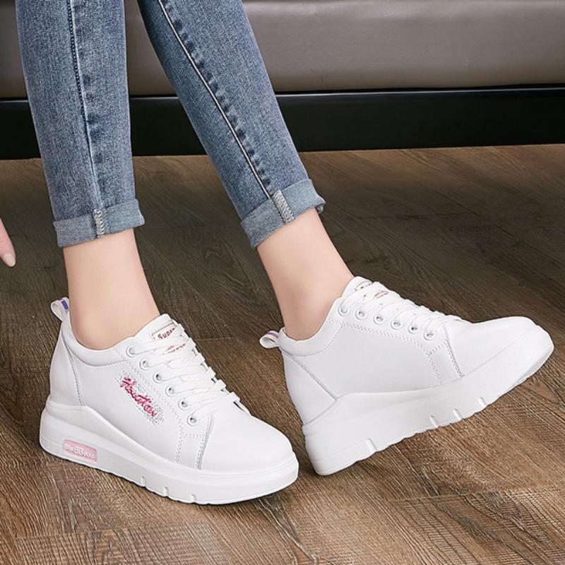 White Shoes for Women Spring Shoes All-match Sports Casual Shoes Thick-soled Height-increasing Women's Shoes