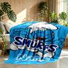 Custom Name Personalized Blue Smurfs Print Blanket, Home Decor, Bedroom, Sofa, Camping, Couch, Gifts for Birthday Christmas