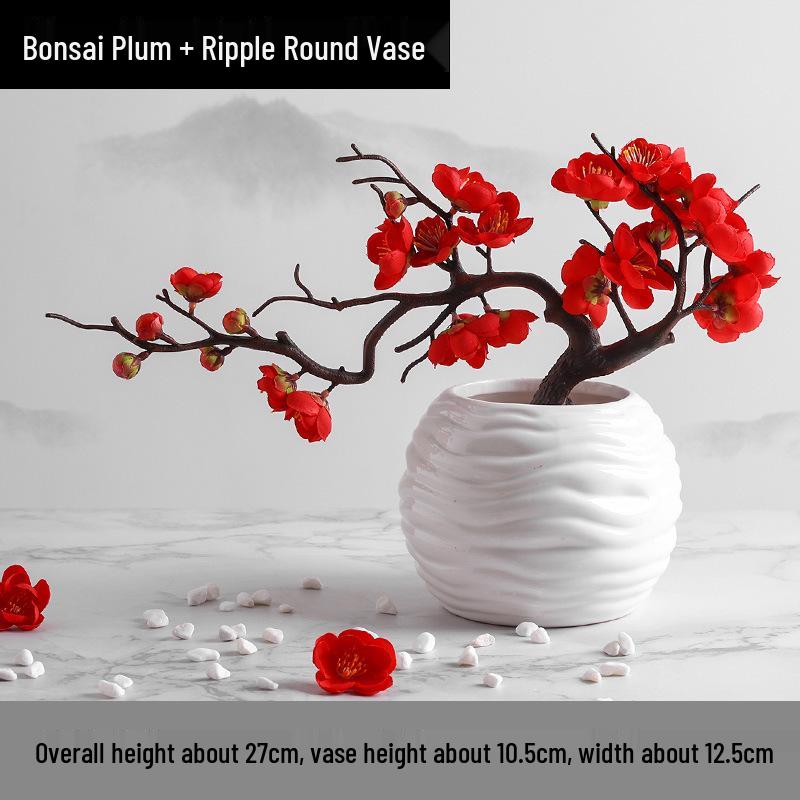 Wintersweet Bonsai Arrangement: Artificial Plum & Peach Blossom Branches for Indoor Living Room Decor