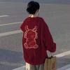 Womens Oversized Wine Red Fleece-Lined Hoodie Winter Warm Loose Fit Plus Size Sweatshirt Casual Long Sleeve