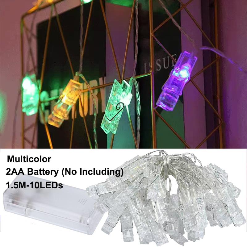 

Photo Clip Fairy Lights Multicolor Led String Festoon Lights Battery Powered Wedding Hoilday Lighting Wedding Wall Room Decorati No Flashing&None