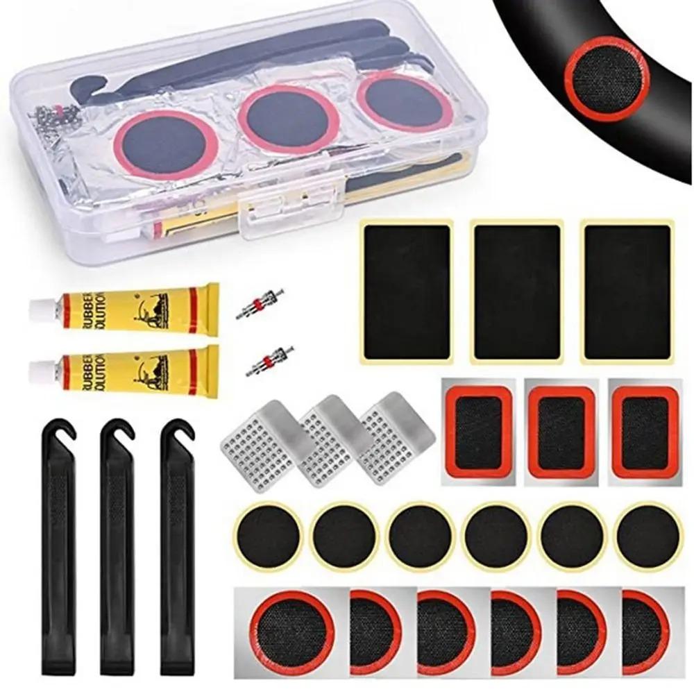 Bike Tire Repair Kit Vulcanizing Patches Bicycle Inner Tube Puncture Patch Rubber Glue Valve Lever Tire Patch Repair Tool