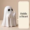 Halloween Ghost Figurine - Cute Resin Ghost Statue with Red Heart for Tabletop Home Decor Holiday Party Props New Year Gifts