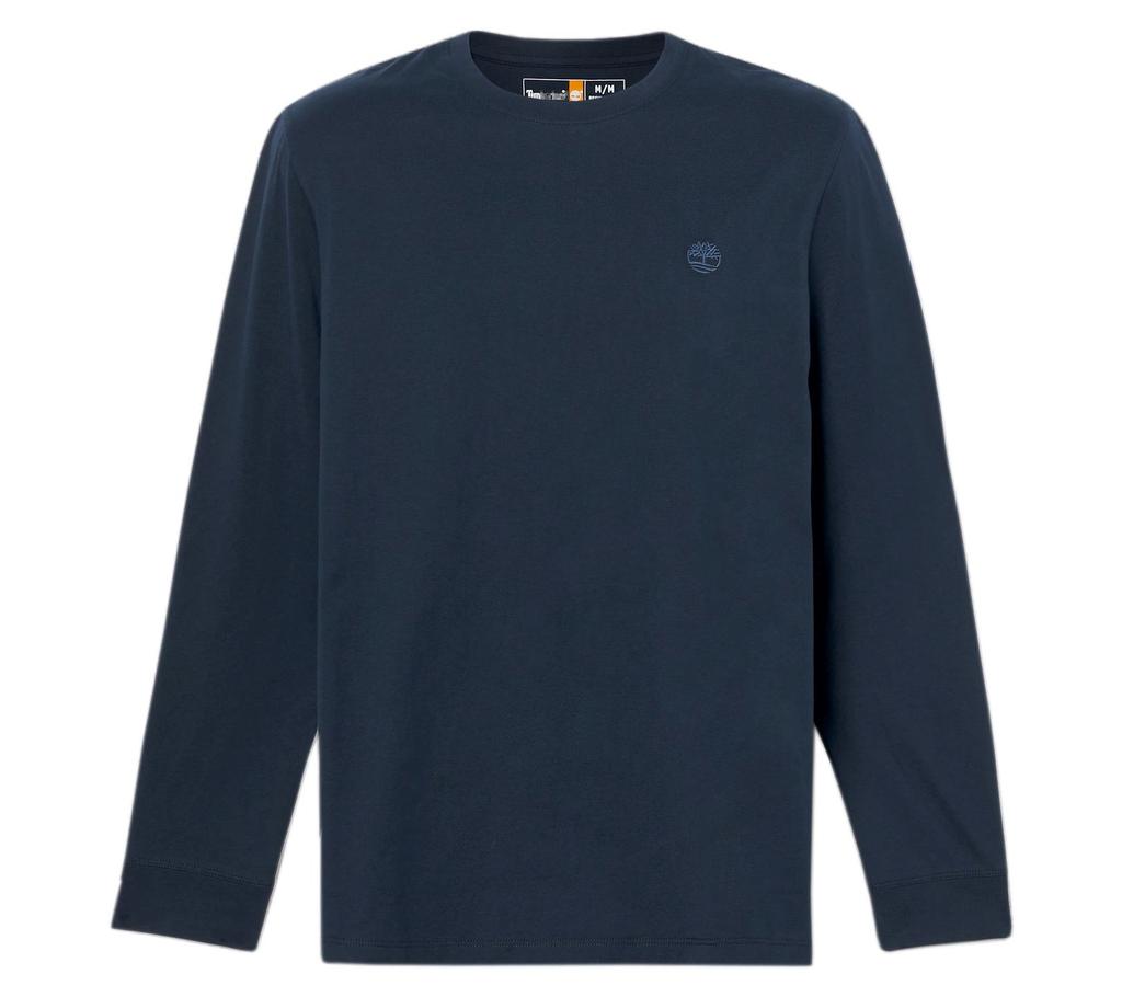 Timberland Logo LS Tee - Herren Langarm T-Shirt Bio-Baumwolle Blau TB0A2FQD-Z02 ORIGINAL