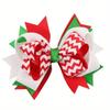Girls Christmas Hair Bows Printing Snow Layered Green Tree Hair Clips for Festival Dots Hairpins Headwear Hair Accessories (Style Random)