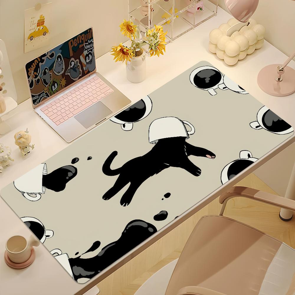 Cute Black Cat Mouse Pad Desk Mat Large Nonslip Antifray Keyboard Ergonomic Office Rubber PC Home Custom