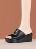 6cm All Match Comfortable Thick Bottom Flat Platform Shoes Soft Leather Slippers 2025 Med Heels Wedges Slides for Office Mom