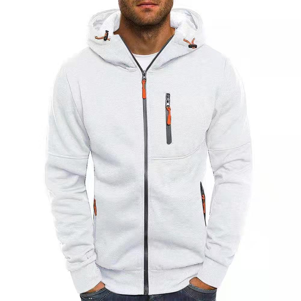 Men's Solid Color Hooded Zip-Up Sweatshirt Jacket - Spring/Autumn Casual Fashion