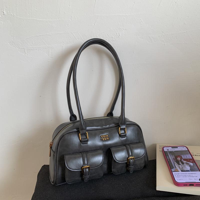 New Korean Retro Single-shoulder Bag, Fashionable and Trendy Casual Boston Bag, Stylish Bowling Bag