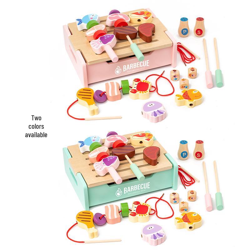 Kids' Pretend Play BBQ Grill & Ocean Animal Skewer Set