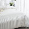 Satin Striped Duvet Cover Full/Queen/King/Single/Double Size Set, Luxury Silky Like Ivory White Stripe Duvet Cover Bedding Set